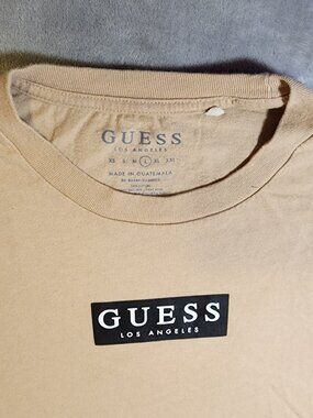 GUC Women's L Guess Tan slim fitted tshirt